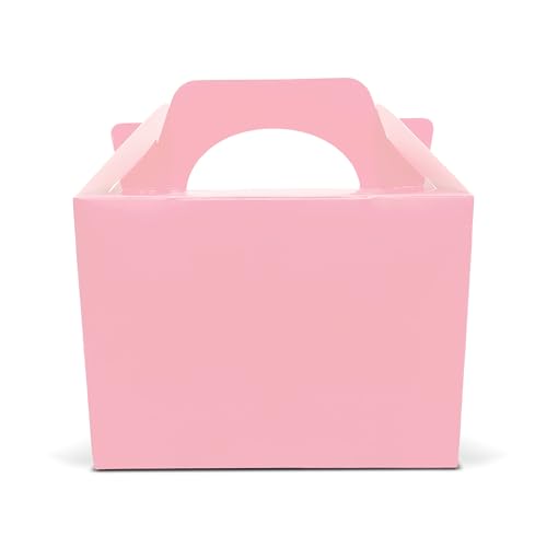 Lotus 20 x Children/Kids Plain Coloured Party Boxes Carry Food Meal Fun Picnic Birthday Wedding Favour/Baby Shower Party Halloween Trick or Treat Box Loot Bag (Baby Pink)