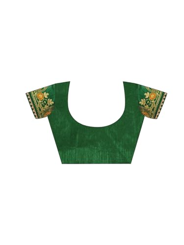 Image of Satrani Women's Georgette Bandhani Printed Embroidered gota lace Saree with Unstitched Blouse Piece