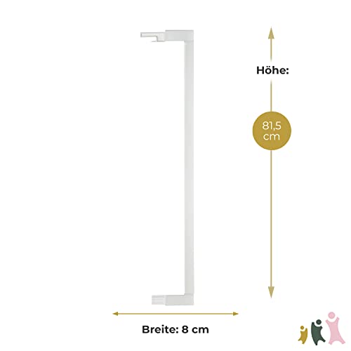 Geuther Verlängerung Türschutzgitter Easylock Plus I Weiß, 8 cm Metall I stabile Erweiterung für Treppenschutzgitter ohne Bohren I Kinderschutzgitter Zubehör I Verlängerungsstück für Schutzgitter