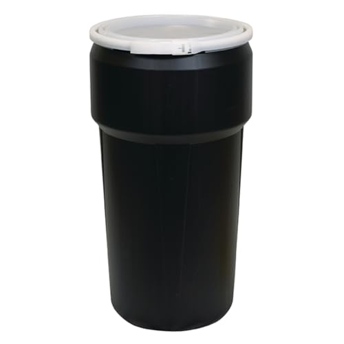 Eagle Plastic Drum, 20 Gallon Drum, DOT Compliant, Made in USA, Black | High-Density-Polyethylene Construction, Open Head Lab Pack Drum, Plastic Lever-Lock Lid, Hazardous Material Storage,Transport