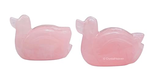 Image of Mandarin Ducks Pair for Love - Rose Quartz Crystal Ducks for Vastu, Pooja, Meditation, Yoga and Room Office Home Decor (150-200 Gram, Rose Quartz)