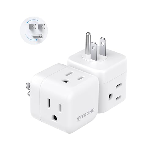 TROND Multi Plug Wall Outlet 2 Pack, 3 Way Outlet Adapter with 360 Rotating Plug, Cruise Ship Essentials, Small Wall Extender for Bathroom, Kitchen, Home, Office, Dorm