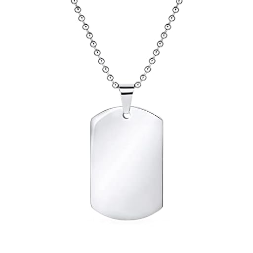 Grabado Personalizado X-Large Simple Básico Cool Hombres Identificación Militar Ejército Dog Tag Collar Colgante Para Hombres Pulido Tono Plata Acero Inoxidable 24 Pulgadas Cadena De Bolas | Ya disponible en tu tienda friki favorita! En mundofriki.es!
