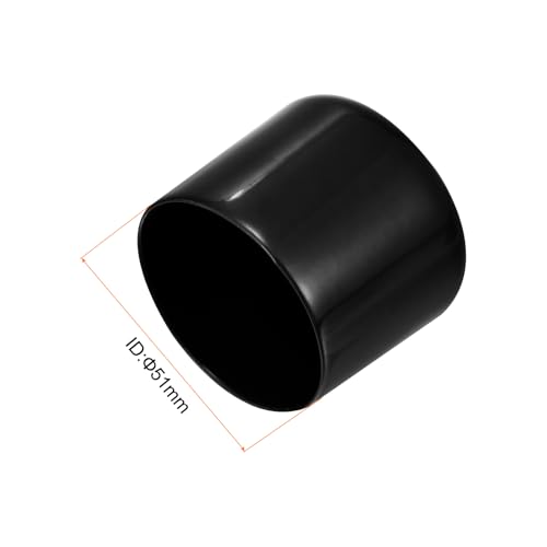 Image of uxcell 2pcs Rubber End Caps 51mm(2 inch) ID Vinyl Round Tube Bolt Cap Cover Screw Thread Protectors Black, 40mm Height