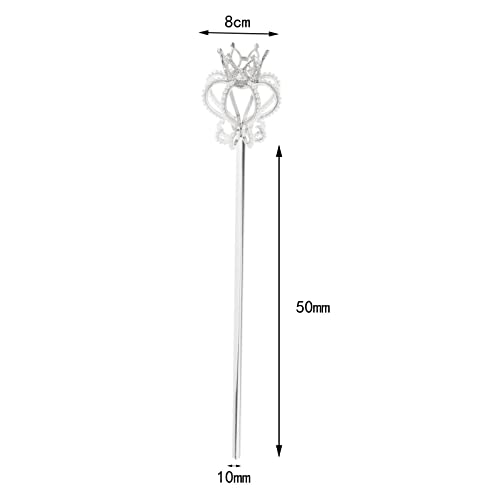 Amleso Fairy Wands Wedding Costume Props Fancy Sticks For Bride Children Photography Prop Halloween Christmas, Silver Pearl, One Size #TOP3
