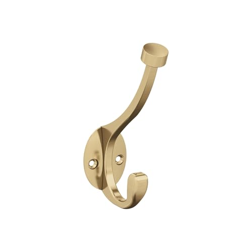 Amerock H55465BBZ | Adare Double Prong Decorative Wall Hook | Golden Champagne Hook for Coats, Hats, Backpacks, Bags | Hooks for Bathroom, Bedroom, Closet, Entryway, Laundry Room, Office