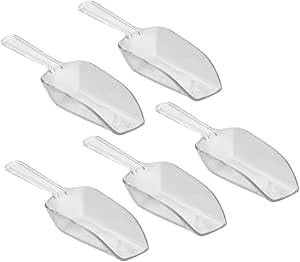 5 Pcs Mini Clear Reusable Plastic Ice Scoop Shovels for Weddings Candy Dessert Buffet Ice Cream Protein Powder Pet Food Kitchen Tools and Gadgets - 4.5x2.5x14.5 cm