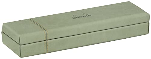 RHODIA 194516C, Celadon Pen Tray, 21x5.5x3 cm, Orange Saddle Stitching, Faux Leather Exterior