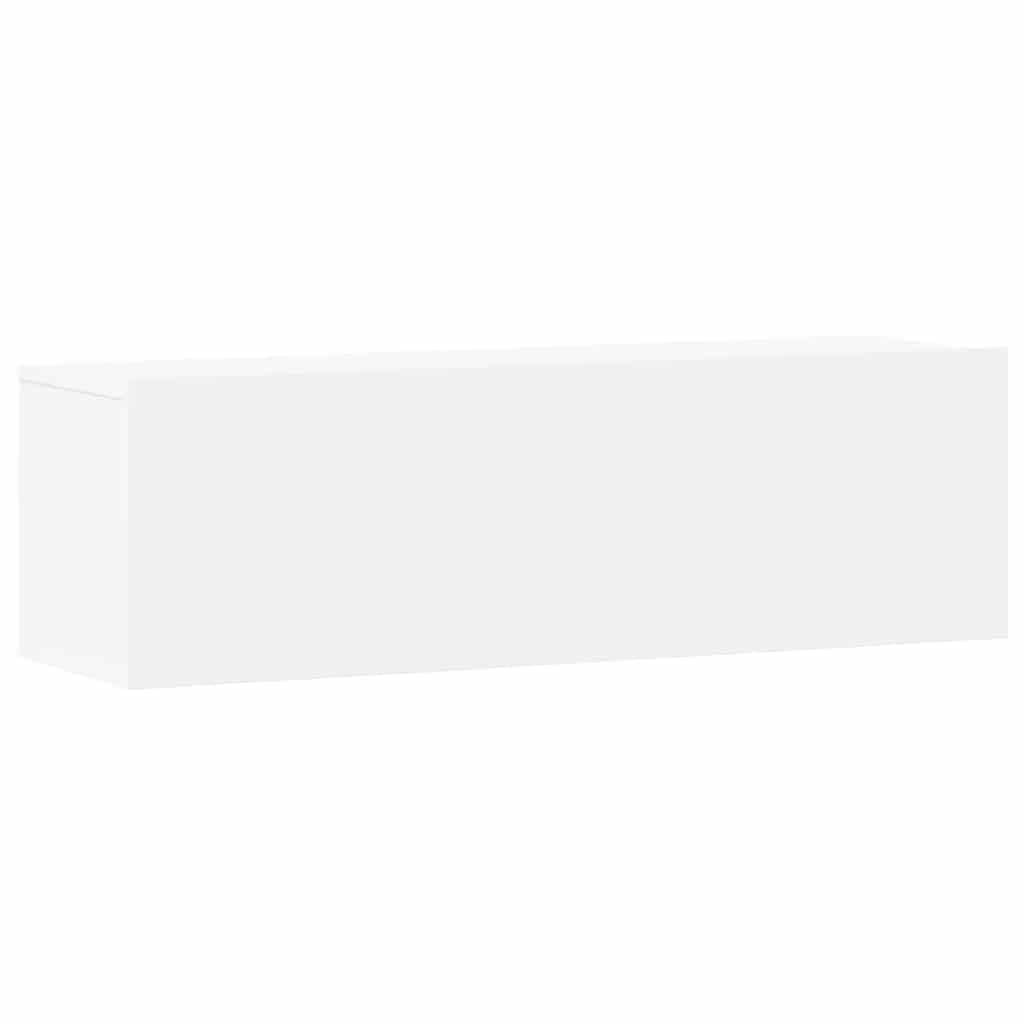 Set di 3 mobili per TV, in legno bianco, con vano portaoggetti, montaggio a parete, 100 x 30 x 30 cm, per soggiorno, home theatre