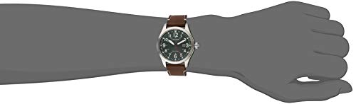 Citizen Men's Sport Casual Garrison 3-Hand Date Eco-Drive Leather Strap Watch, Arabic Markers, Stainless Steel, Field Watch