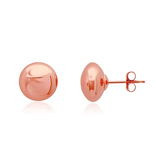14k Gold Stud Earrings for Women | Rose Gold Ball Earrings | 14k Gold Earrings for Women & Men | Half Button Gold Ball Stud Earrings | 4MM-8MM Real Gold Post Hypoallergenic Earrings by MAX + STONE