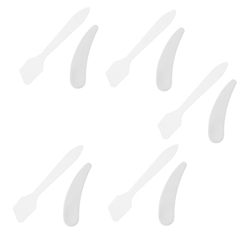 CLISPEED Cucharas para Crema Facial y Mascarilla 10 Piezas Transparentes y Blancas Tamaño Pequeño para Cuidado Piel Viaje Aplicación de Cosméticos