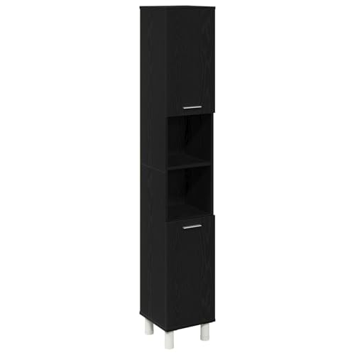 vidaXL Gabinete de Baño Moderno Roble Negro con 6 Compartimentos de Almacenamiento Uso Interior | Diseño Elegante para Organizar Esenciales Muebles Duraderos de Madera Ingenierizada