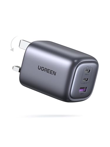 UGREEN USB C Charger, MacBook Charger Nexode 65W Foldable Fast GaN Charger 3-Port USB C Plug Support PPS/PD3. 0 Compatible with MacBook Pro/Air, iPhone 17 Pro/Air/17/16/15, iPad, Galaxy S25/S24, etc