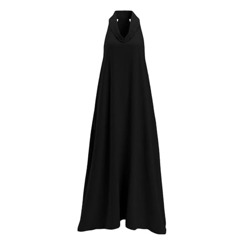 Robe d'été sans manches à col montant chic et coupe maxi
