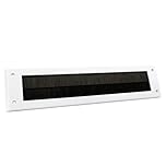 Internal Letterbox Draught Excluder with Black Bristles - White PVC, External Size - 34.2 x 7.9 x 0.8 cm, 28.1 x 4.6 cm Internal Aperture