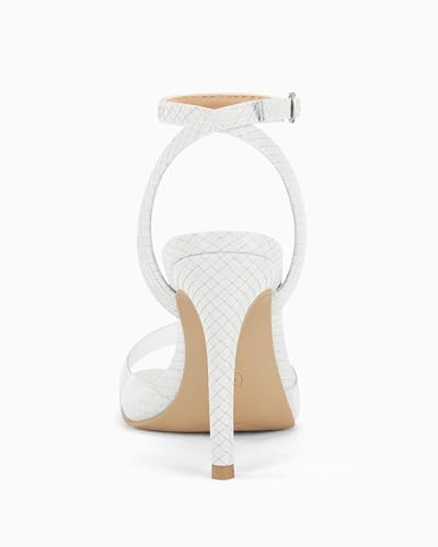Image of Coutgo Womens Clear Heels Sandals Square Toe Ankle Strap High Heeled Stiletto