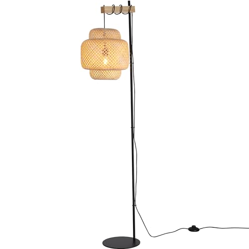 SUNLLOK Boho Rattan Stehlampe für Wohnzimmer, industrielle Bambus Kuchen Lampenschirm Holz Stehlampe mit Fußschalter, moderne schwarze geflochtene hohe Licht für Küche Insel Schlafzimmer Büro SUNLLOK Boho Rattan Stehlampe für Wohnzimmer, industrielle Bambus Kuchen Lampenschirm Holz Stehlampe mit Fußschalter, moderne schwarze geflochtene hohe Licht für Küche Insel Schlafzimmer Büro
