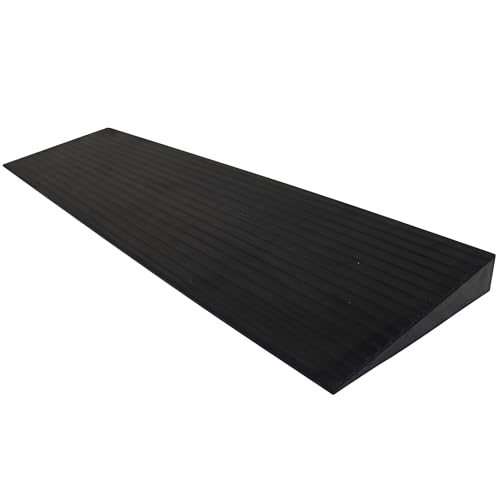HQHAOTWU Rubber Threshold Ramp Non-Slip Solid Rubber Curb Ramp Single Ramp Rise 1.8in High Load Capacity 11000LBS for Wheelchair Home Entry Bathroom Floor Tile Threshold Transition Strip