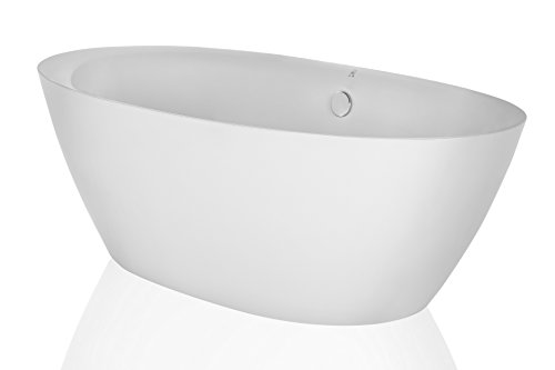 Empava 71 Inch Acrylic Freestanding Bathtub Contemporary Soaking Tub With Overflow And Drain, Bt503, White #TOP2