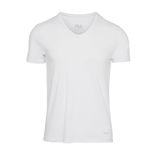 Fila FU5001 T-Shirt, Maglietta a Manica Corta Uomo, Bianco, L