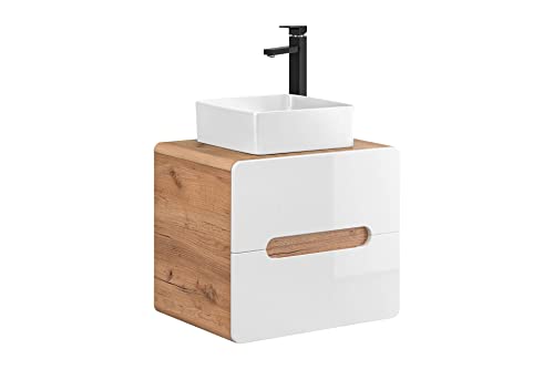 COMAD Aruba White Waschbeckenunterschrank, 60 cm, Weiß, glänzend, moderne Badezimmermöbel