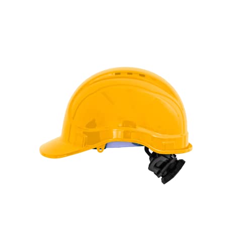 Irudek STILO 300V Amarillo – Casco de Seguridad ventilado en ABS, Aislamiento eléctrico 1000 V c.a. / 1500 V c.c., arnés 6 Puntos con Ruleta, EN 397 / EN 50365, Talla 52-66 cm