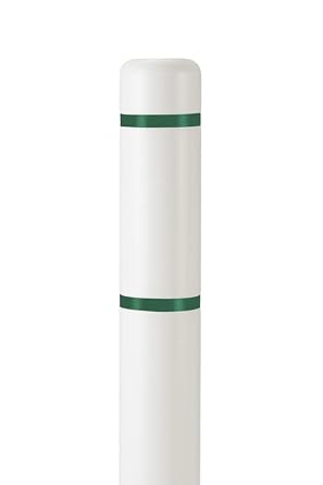 BollardGard 4" x 64" Bollard Cover White - Innoplast White Green Tape