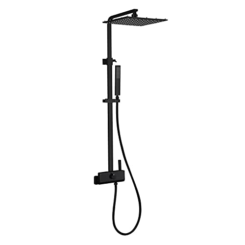 Système de douche de pluie à LED noir mat LWX pour éviter les brûlures d'eau