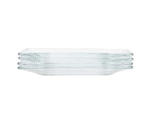 12-Pieces Square Clear Glass Dinnerware Set | Durable Tableware | Kitchenware Set | Dishwasher Safe For Easy Cleanup | Includes Dinner Plates, Dessert Plates, Bowls And Mugs | Service For 4 #TOP2