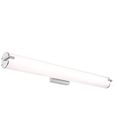 Image of Westinghouse Lighting 6112200 Ashwin Transitional One-Light, 30 Watt Dimmable LED Indoor Wall Fixture with Color Temperature Selection, Brushed Nickel Finish, White Frosted Shade - 36 inch