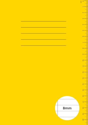 Exercise Books A5 Lined: 8mm Ruled with Margin Notebook for Kids / Children, 100 Pages, Thick 90gsm Paper, Blank 8 mm Rule Notepad | Back to School, ... Office, Home and Work Supplies - Gold Yellow