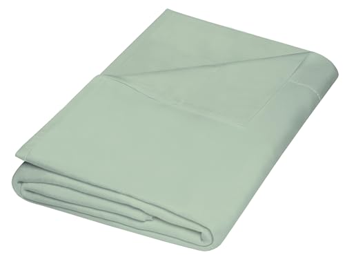 ZPECC Twin Flat Sheets Only Sage Green 1 Pack, Color-Coded Hem Threads