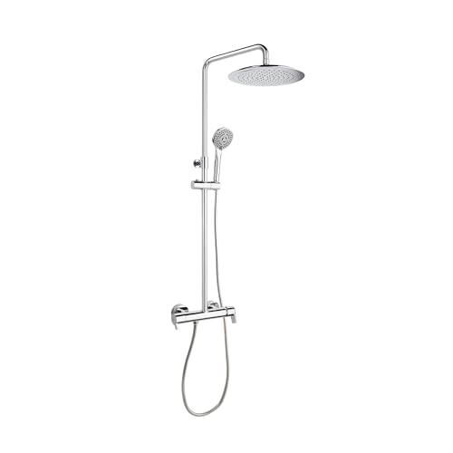 Ramon Soler Colonne de douche avec robinet monocommande chromé avec barre télescopique et accessoires série Blautherm