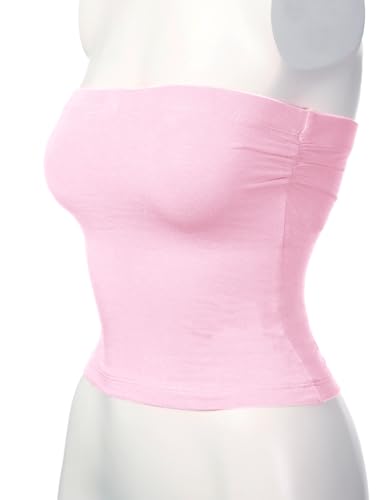 Image of Women's Shapewear Tube Tops Strapless Ruched Built-in Shelf Bra Casual