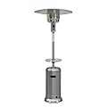 Hiland HLDS01-BST Propane Patio Heater w/Wheels, Table, 48,000 BTU and 33" Aluminum Heat Shield, Tall, Stainless Steel