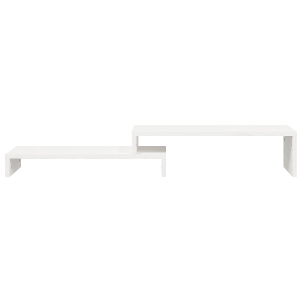 Supporto per monitor bianco in legno di pino massiccio, regolabile in altezza, 52-101 x 22 x 14 cm, supporto da scrivania con ripiano per tastiera per casa, gaming, workstation e ufficio