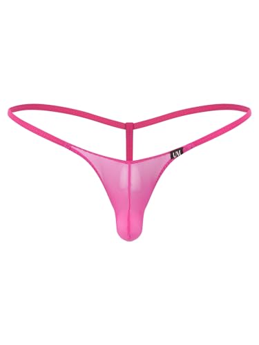 renvena Men's Mesh Bulge Pouch G-String T-Back Breathable See Through Micro Thongs Underwear