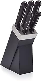 KitchenCraft KCKNB15 Kitchen Knife Set and Knife Block, 5 Piece Stainless Steel Cutting Set, Black