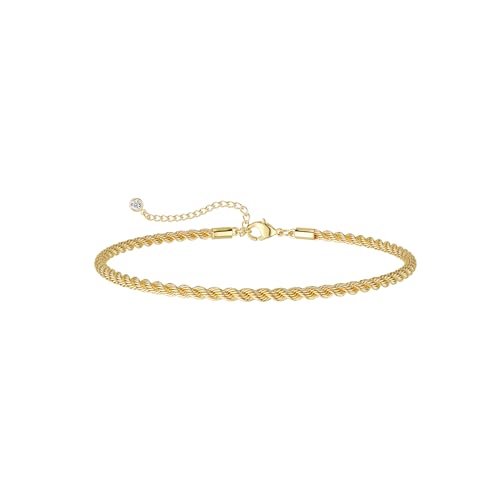 Image of DEARMAY Gold Anklets for Women Waterproof, Non Tarnish14K Gold Plated Ankle Bracelets Set Stack, Summer Beach Jewelry Gifts for Vacation, Bikini Outfits for Women Mom Her