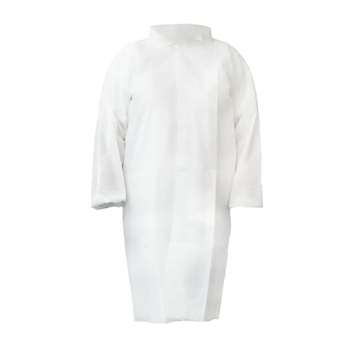 10 Pcs Lab Coats Disposable For Adults, White, Breathable, 3 Buttons, No Pockets, Elastic Cuff (Xl) #TOP2