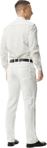 Hoerev Men's Linen Cotton Pants, Casual Business Style,4-Pocket Design,Copper Zip4