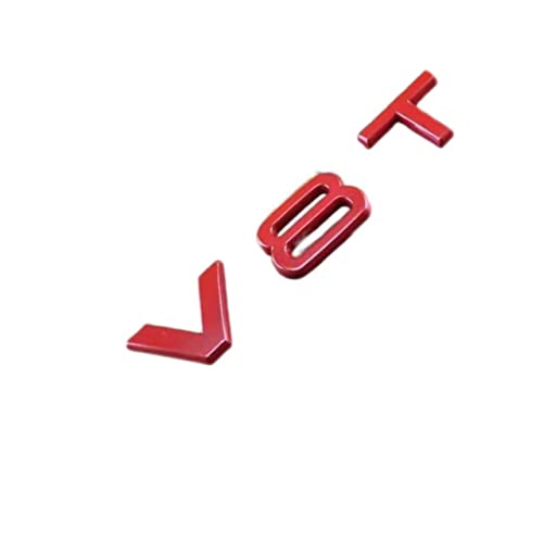 Image of Nameplate Compatible for V8 T Chrome Emblem 3D Trunk Logo Badge Compact Decoration(Red)