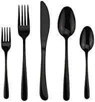 Large Dinner Spoons, 8.15 Inch DEALIGHT Black 18/10 Stainless Steel Heavy Duty Tablespoon, Serving Spoon, Set of 5