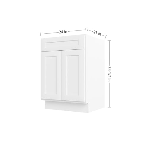 Image of Furinno Shaker Bath Vanity Cabinet Without Top, Ready to Assemble, 21 D x 24 W x 34.5 H, White