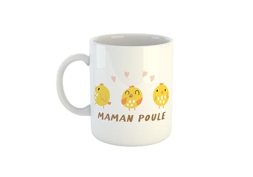 Kiribou Maman Poule et ses Poussins Mug Femme – Idée de Cadeau pour la Fêtes des Mères ou Anniversaire