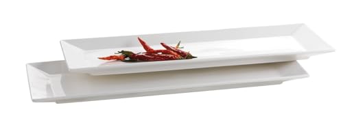 Mäser, Serie Trendy Line, Teller rechteckig 32 x 11 cm, im 2er-Set, Weiß