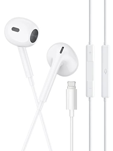 Auriculares Auriculares para iPhone, In Ear Resistentes al Sudor, Cascos con Cancelación de Ruido, Auriculares con Micrófono y Control...