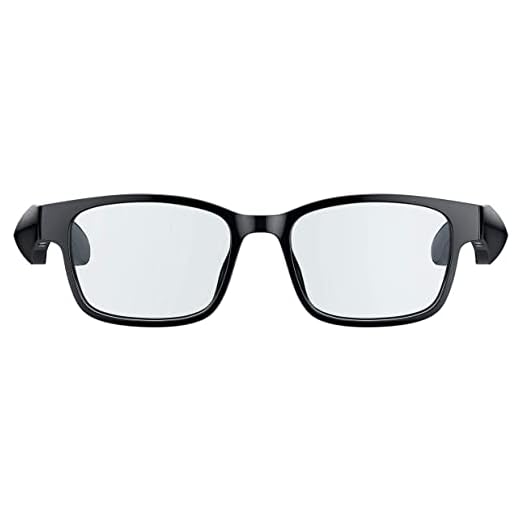 Razer Anzu Smart Glasses (rektangulära, små glas) – ljudglasögon med blått ljus eller solskyddsfilter (integrerad mikrofon + högtalare, 5 timmars batteri, stänksäker) svart