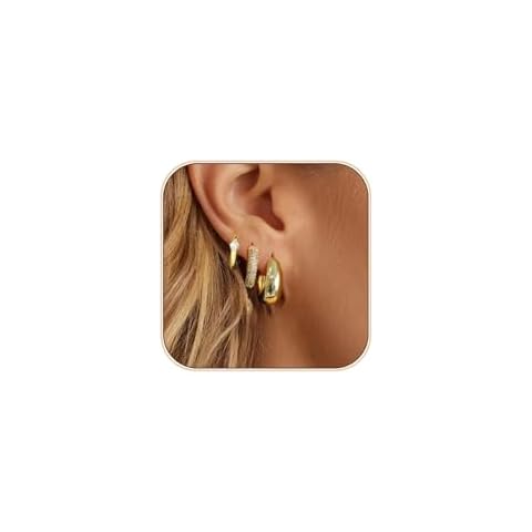 Luxval Gold Hoop Earrings for Women Trendy 14K Gold Plated Lightweight Small Gold Earrings Sets Huggie Dainty Hoops Earrings for Women Gold Jewelry for Women Gifts Cover